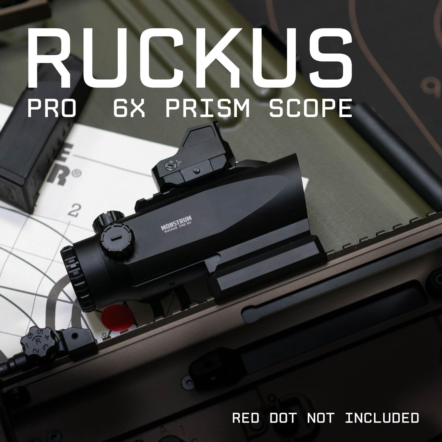 Monstrum Ruckus Pro 6X Prism with Piggyback Mount and Shake Awake | BDC Reticle