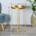 thumbnail image 3 of Round Metal End Table - Indoor/Outdoor Accent Table - Golden Finish, 3 of 9