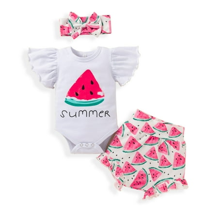 

Baby Boy Girl Clothes Summer Letter Pattern Short Sleeve Bodysuit Romper Tops Floral Shorts Pants Headband 3PCS Toddler Outfit