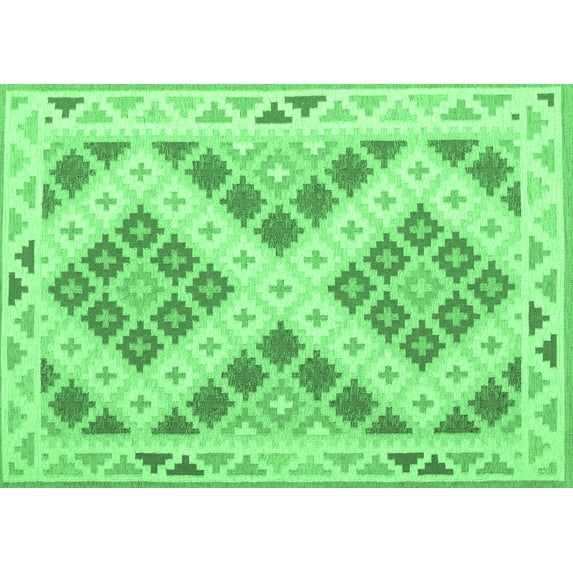 Ahgly Company Indoor Rectangle Southwestern Emerald Green Country Area Rugs, 7' x 9'