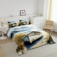 thumbnail image 3 of Erosebridal Oil Painting Beach Comforter Sets Twin Size, Vintage Boat Comforters & Duvets, Seaside Lodge Cabin Decor, Reversible 2pcs, 3 of 8