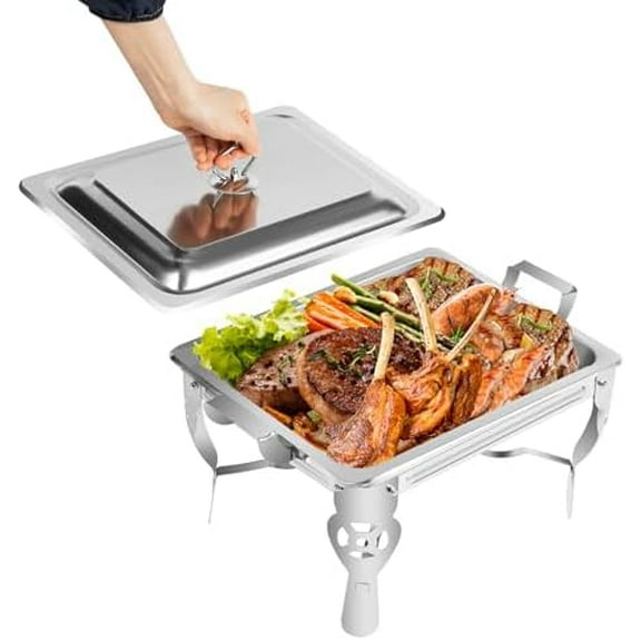5Qt Stainless Steel Chafing Dish Buffe, Rectangular Food Warmer Chafer with Lid & Handles, Chafing Fuel Holder for Catering, Parties & Holiday Buffets$$Home Decor, Kitchen, & Other