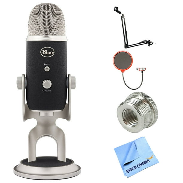 Blue Microphones Yeti Pro Usb Condenser Microphone Multipattern Blue Yetipro Suspension Boom Scissor Arm Stand Universal Pop Filter Microphone Wind Screen Mic Stand Adapter Microfiber Clot Walmart Com Walmart Com