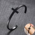thumbnail image 1 of Cross Unisex Bangle Black Stainless Steel Cuff Bracelet Casual Jesus Belief, 1 of 5