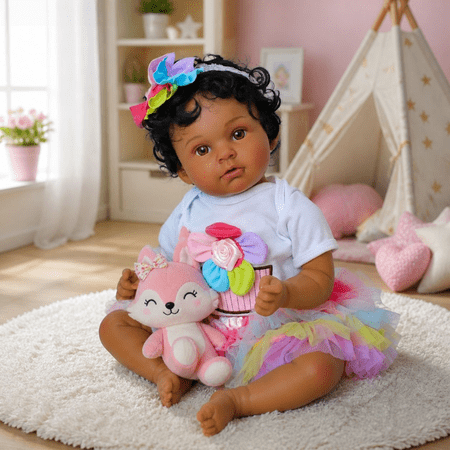 Realistic Reborn Baby Doll - 20 Inch Real Life Black Doll Girl, Lifelike African American Baby with Full Body Vinyl, Weighted Newborn Brown Hispanic Dolls for Ages 3 4 5 6 + Gift