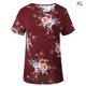 thumbnail image 1 of Camiseta de mujer con estampado floral, manga corta, cuello redondo, blusa informal, rojo vino, XL kenally AP001919-10, 1 of 6