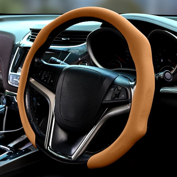Ergonomic Nappa Leather Steering Wheel Cover Soft, Breathable,and Anti-Slip Design for Daily Driving Comfort-Universal Fit for 15.5-16Inch Steering Wheels-Premium Nappa Material for a Luxurious Feel