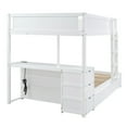 thumbnail image 4 of Full-Over-Full Bunk Bed with Twin size Trundle & Full-Length Guardrail, Wood Bunk Bed Frame with Storage & Build-in Desk, White, 4 of 7