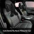 thumbnail image 3 of 2 PCS Cute Butterfly Neck Pillow for Car, Plush Headrest Pillow with Adjustable Strap, Soft and Comfortable Car Neck Support Cushion, 3 of 6