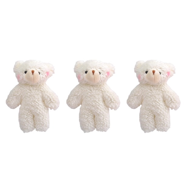 3 unids perla peluche de peluche encantador peluche llavero llavero juguete lindo bolsa colgantes (blanco)