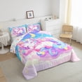 thumbnail image 3 of Manfei Colorful Cute Unicorn Bedding Comforter Set,Magic Animal Twin Comforter Sets,Pink Blue Purple Bedding Set For Girls Kids,Ultra Soft Home Decor Reversible,2pcs, 3 of 8