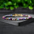 thumbnail image 2 of Sea Sediment Jasper 3.5mm Round Shape Smooth Cut Beads 7 inch Gold Plated Clasp Bracelet for men, women, unisex. Link Chain Stacking Bracelet.|LINK_06035, 2 of 6
