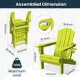 thumbnail image 6 of JUSTLET Folding Adirondack Chair set of 2, All-Weather Fire Pit Chairs, HDPE Adirondack Chairs with 2 Cup Holder, Outdoor Lawn Chair for Patio Garden, Apple Green, 6 of 9