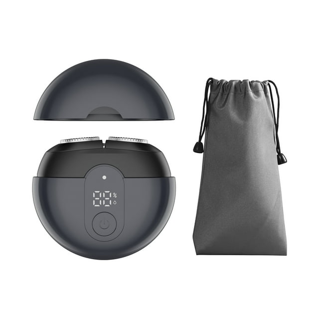 OKMI Rasoir Électrique Portable pour Hommes, Rasoir Rotatif Étanche pour Rasage Humide et à Sec, Tondeuse à Barbe Sans Fil Rechargeable pour la Maison et les Voyages, Noir