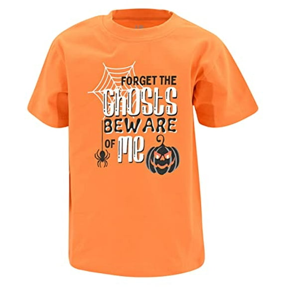 Boys Forget Ghosts Beware Of Me Funny Halloween Shirt (4Y, Orange)