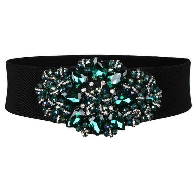 Cinturón Kastett De Cristal Brillante Elástico Con Cinturón Ancho Y Cintura Elástica Verde Yuyangstore Banda de cintura ancha para mujer