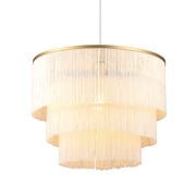 Novogratz x Globe Janis 1-Light Matte Gold Pendant Light with White Fabric Fringe Shade