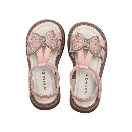 

Daeful Kids Cute Lightweight Open Toe Flats Party Breathable Ankle Strap Shoes Bownot Flat Sandals