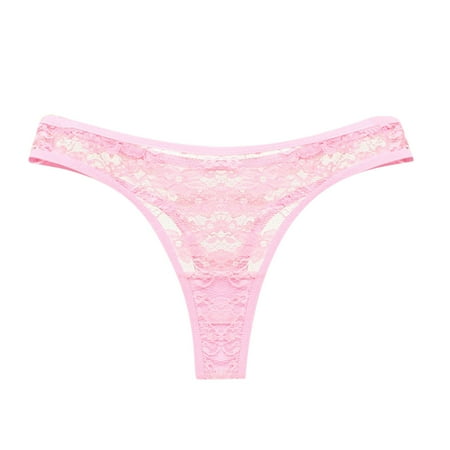 

Youmylove Women Sexy Lace Thong Fun Hollow Low Waist Cotton Crotch Underwear Lenceria