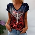 thumbnail image 2 of CONZONE Womens Usa 250Th Anniversary T-Shirts Short Sleeve Independence Day T Shirts for Women Casual V Neck Patriotic Usa Star Graphic Lightweight Tees Soft Cozy Dailywear, 2 of 4
