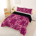 thumbnail image 3 of Homewish Pink Leopard Print Queen Comforter Set for Girls, Animal Themed Comforter Sets Queen, Black Reversible, 3pcs 1 Comforter and 2 Pillowcases, 3 of 6