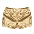 thumbnail image 6 of Fldy Women's Shiny metal High waist Bottoms Sports Gymnastic Workout Shorts Ballet Dance Shorts Gold XXL, 6 of 7
