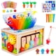 thumbnail image 1 of Caja de pañuelos de madera para bebés Toy Montessori, 6 en 1, Sensory, de 6 a 12 m, 1 of 7