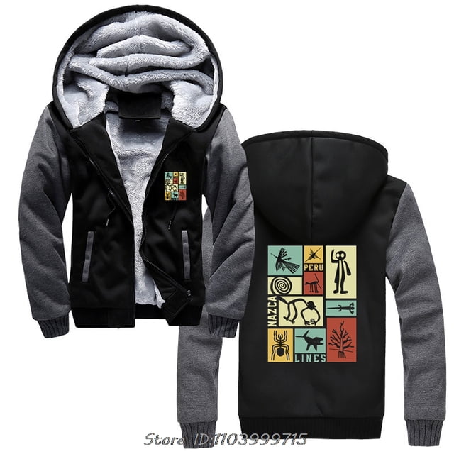 Nazca Lines Peru Geoglyphe Singe Astronaute Araignée Rétro Chandail à Capuchon Mode Veste à Capuche Mode Manteaux Hommes Hiver Décontracté Mode Urbaine