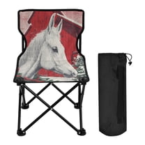 Folding Chair Camping Chair For Camping Picnicking Outdoor Beach and Travel White Horse with Red Bow
