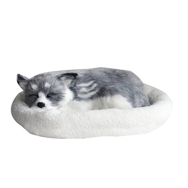 Realistic Sleeping Plush Breathing Dog Furry Dog With Mat Creative Animals Decor Stuffed Animal Doll