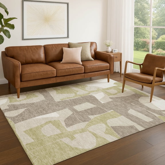Addison Rugs Chantille Indoor/Outdoor Transitional Geometric Beige Machine Washable Rectangle Rug, 10' x 14'