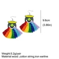 thumbnail image 3 of SUSHANG Earrings St. Patricks Day Earrings Rainbow Woven Gold Wood Print Handmade Tassel Drop Earrings, 3 of 9