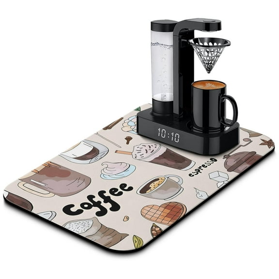 Upgrade Coffee Bar with Fun Coffee Machine Mat - Espresso Tray, Perfect Under Coffee Pot Mat, 19.5x12in Coffee Drying Mat, Ideal Kitchen Counter Drying Pad