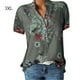 thumbnail image 1 of Sonducket Camisa de manga corta con cuello en V y botones estampados para mujer Prendas para la parte del cuerpo Gris 3XL, 1 of 1
