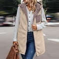 thumbnail image 6 of Baberdicy Puffer Vest Womens 2023 Fall Reversible Vests Sleeveless Womens Winter Coats Zip up Hoodie Pockets Long Warm Winter Coat Outerwear Sweater Vest Khaki, 6 of 9