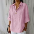 thumbnail image 2 of Sentmoon Chemises en Lin pour Femmes Hauts d'Été pour Femmes Mode d'Été pour Femmes Col en V Décontracté Manches 3/4 Uni Mode pour Détente et Sommeil L, 2 of 6