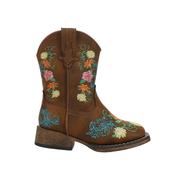 Roper Girls Bailey Floral Square Toe Cowboy Mid Calf Boots
