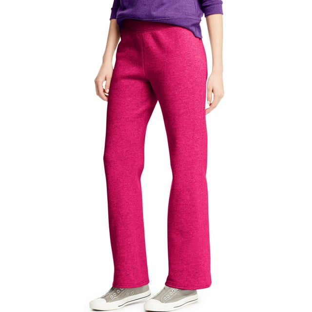 Hanes Womens ComfortSoft EcoSmart Petite Open Leg Sweatpants, XL, Sizzling Pink