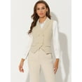 thumbnail image 3 of Chaleco elegante para mujer con doble botonadura y solapa sin mangas albaricoque XL, 3 of 6