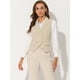 thumbnail image 3 of Chaleco elegante para mujer con doble botonadura y solapa sin mangas albaricoque L, 3 of 6