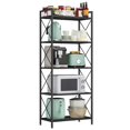 thumbnail image 1 of Metal Storage Rack, Shelving Unit with X Side Frames, Dense Mesh, x x es, for Entryway, Kitchen, Living Room, Bathroom, Industrial Style, Ink, 1 of 9