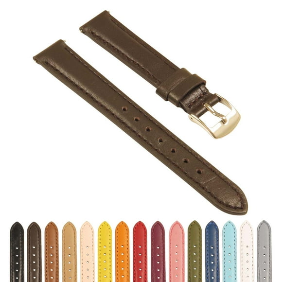 StrapsCo Bracelet de Montre en Cuir pour Femmes Classique - Bracelet à Dégagement Rapide - 10mm 12mm 14mm 16mm 18mm 20mm 22mm 24mm