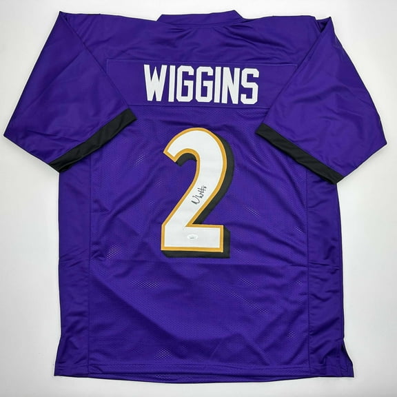 Autographed/Signed Nate Wiggins Baltimore Purple Football Jersey JSA COA