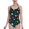 thumbnail image 1 of Space Adventure Sexy One Shoulder One Piece Swimsuit New Mesh Patchwork Swimwear Monokini Space Planet Cartoon Pattern Vector, 1 of 5