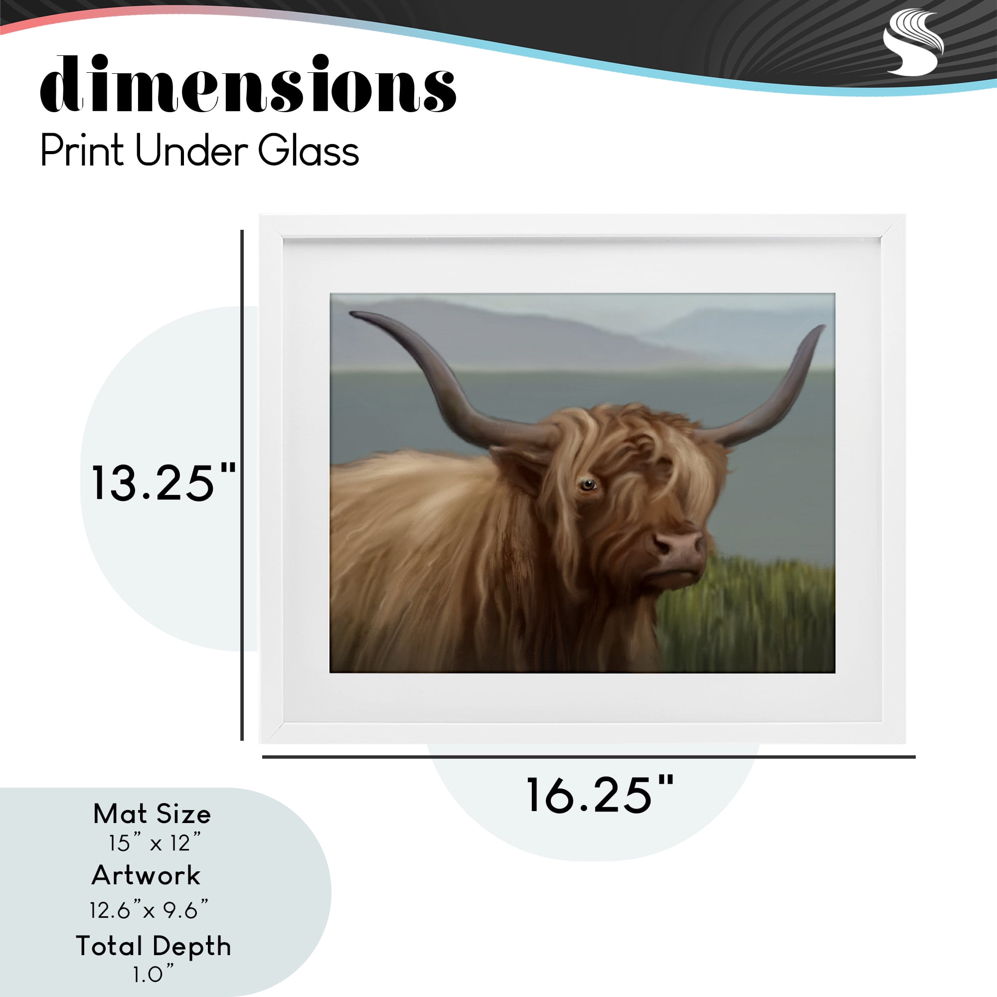 Stupell Industries Scottish Highland Cattle Landscape White Framed Print Under Glass, design by Matthew Piotrowicz
