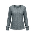 thumbnail image 4 of Qgtaibl Womens Ribbed Knit Long Sleeve Tops Crew Neck Soft Stretchy Lounge Blouse Loose Fit Basic Daily Pullover Shirts Light Blue L, 4 of 7