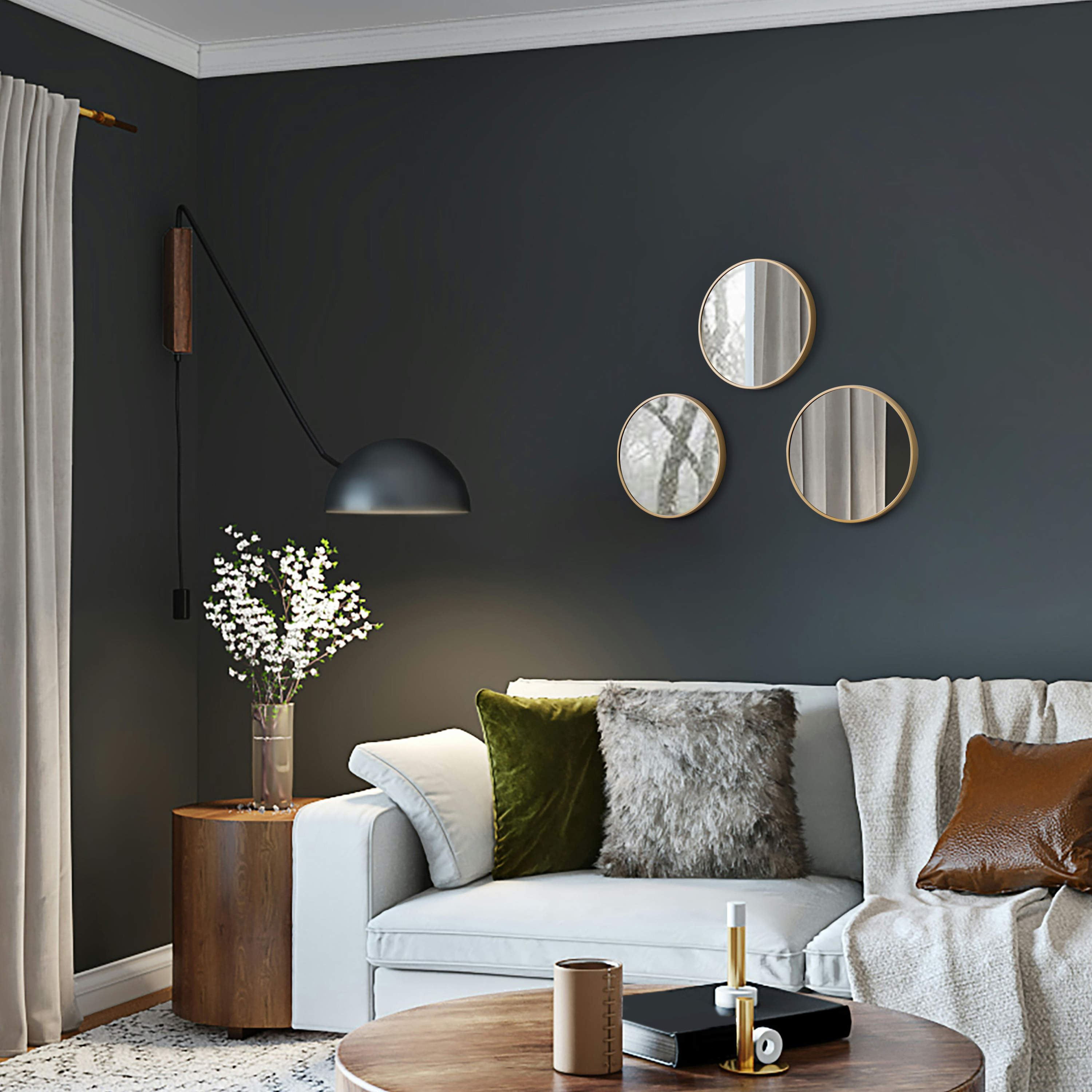 Mainstays Gold Round Decorative Wall Mirror Set, 3-Pack photo 8