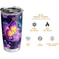 thumbnail image 5 of 20oz Butterfly Gifts for Women, Valentines Day Gifts for Her, Cute Gifts, Coffee Thermos, Coffee Gifts for Women, Purple Rose Butterfly Tumbler Cup, Insulated Travel Coffee Mug with Lid, 5 of 6