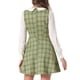 thumbnail image 3 of Vestido mini A-line de manga larga con cuello Peter Pan de cuadros para mujer Inspire Chic S verde claro, 3 of 6