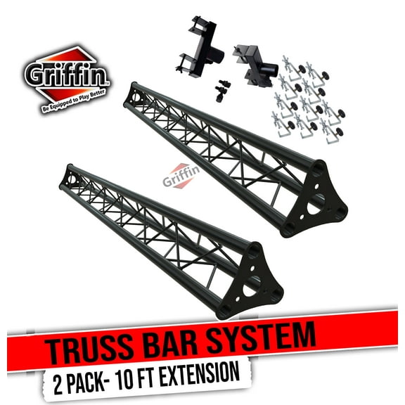DJ Triangle Truss Extension Lighting System by Griffin | Mounts on your Speaker Stands | Trussing Stage Kit for Smoke Machines & Dance Laser Lights with C Clamps Mounting Brackets